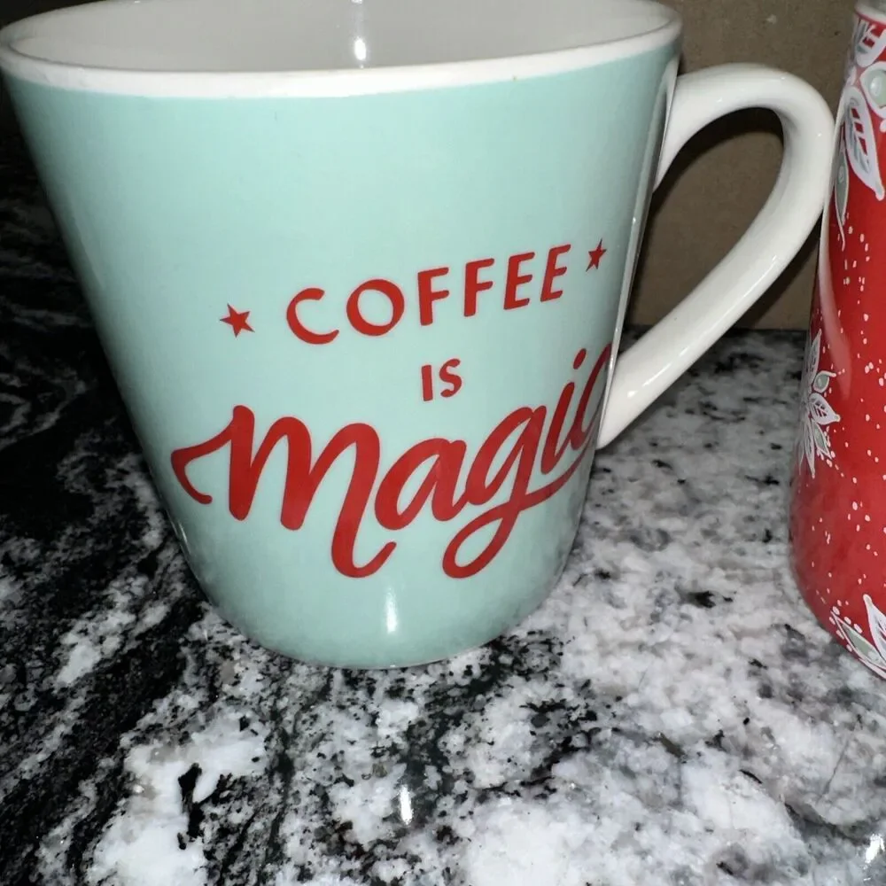 Starbucks Red Holiday Mug 18oz 2020 Holly Poinsettia & 2019 Coffee Is Magic Mug